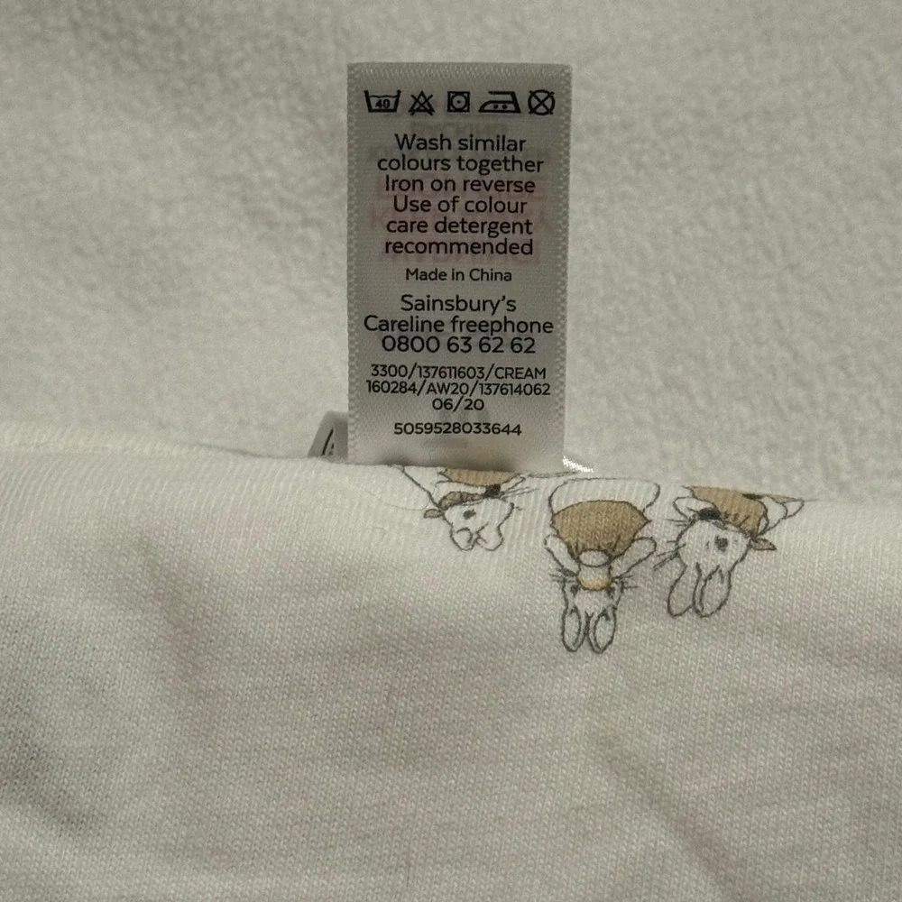 Beatrix Potter Peter Rabbit Baby Blanket Ivory Fleece Cotton Reversible 28x34